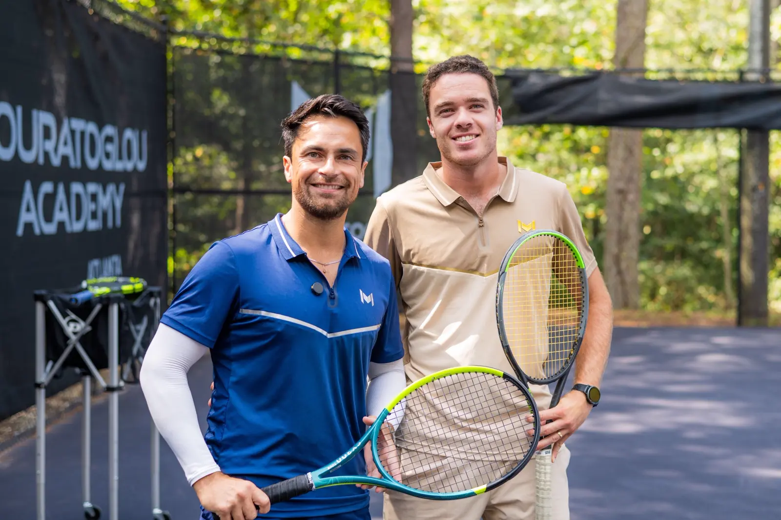 Two Mouratoglou coaches on court at Mouratoglou Academy Atlanta