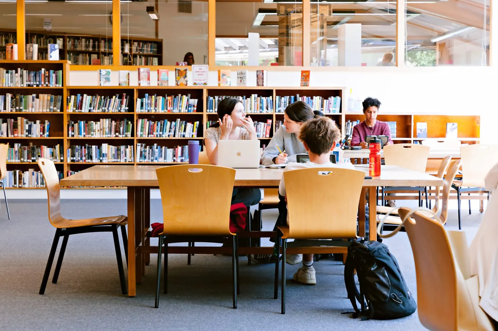 Schüler lernen gemeinsam in der Bibliothek der San Domenico School
