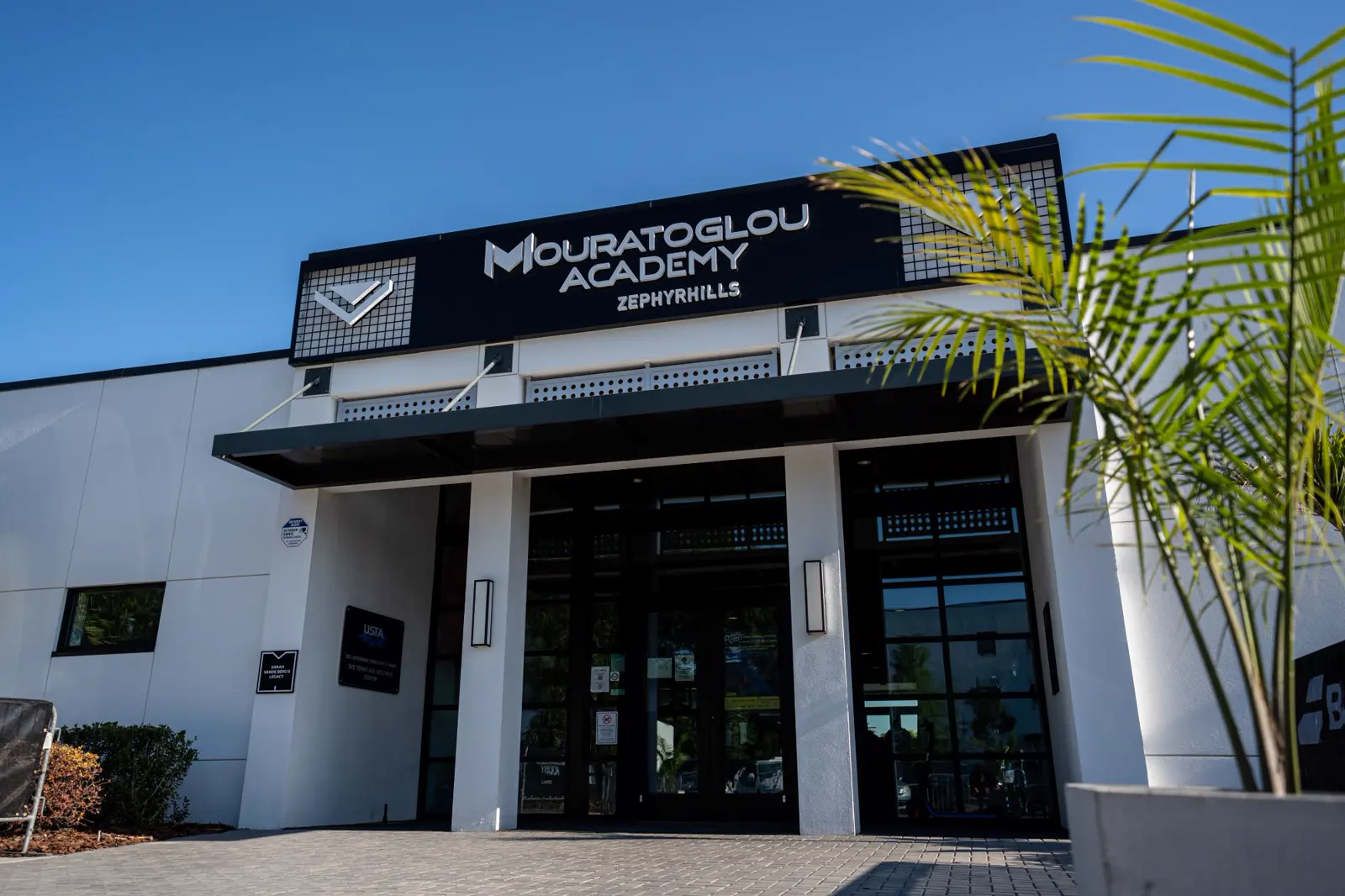 Front entrance of Mouratoglou Academy Zephyrhills in Florida