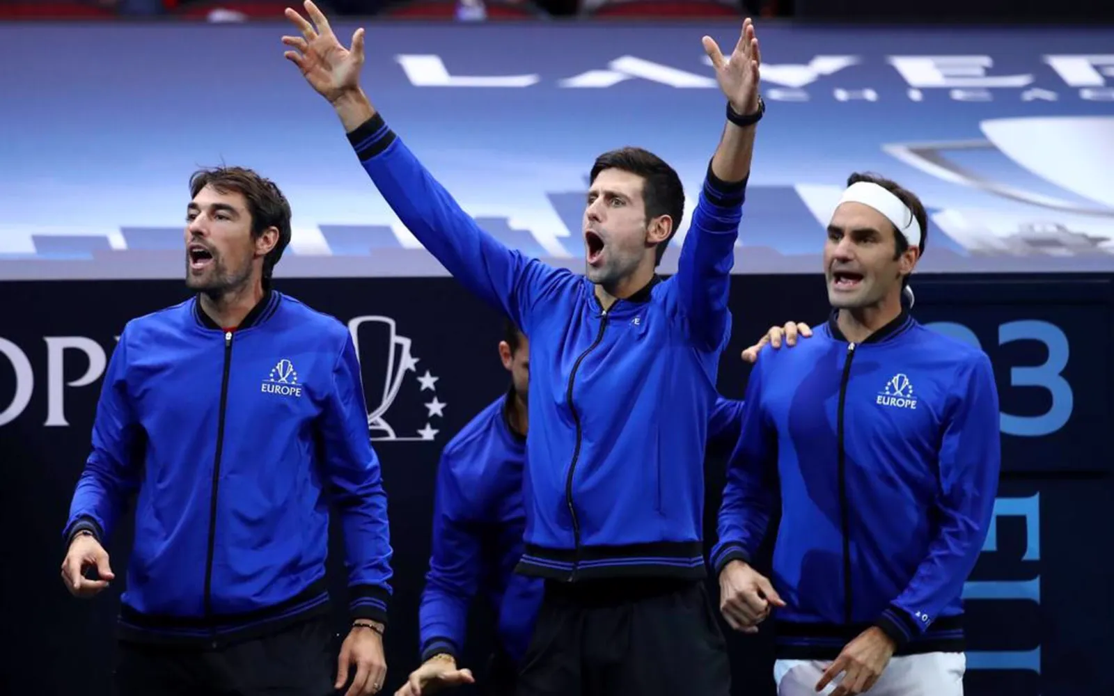 Jérémy Chardy en el banquillo del Team Europe en la Laver Cup