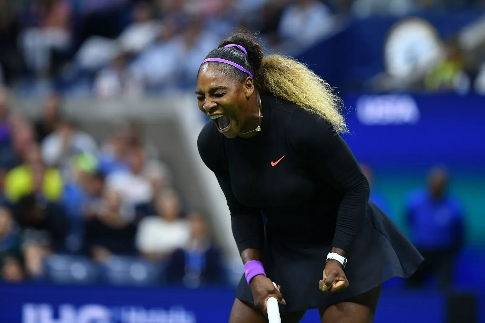 Serena Williams célébrant un point à l’US Open